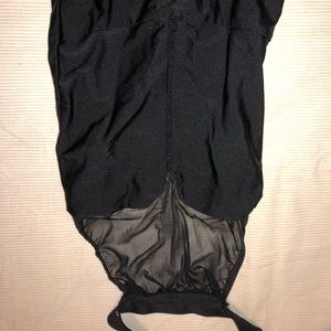 Black halter top mesh leotard